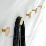 4er Pack Gold Dekorative Wandhaken aus Gebürstetem Messinghaken 32 mm x 30 mm für Badezimmer Bekleidungsgeschäft Hotel Café Hut Kleiderhaken Handtuchhaken Kleiderbügel Wand Montiert Runde