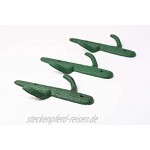 Comfify 3er-Set Gusseiserne Kaktus-Doppelwandhaken Bügel Dekorative Wandhaken für Mäntel Taschen Handtücher und mehr mit Schrauben und Ankern Farbe rustikal grün