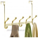 iDesign York Lyra Garderobenleiste mit 5 Doppelhaken Türgarderobe für Jacken Schals Taschen Handtücher etc. aus Metall goldfarben