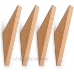 IVAILEX 4 Stück Holzhaken aus Natürliche Dekoration Wandhaken Kleiderhaken Garderobenhaken aus Holz Gleichschenkligen Dreiecks Buchenholz