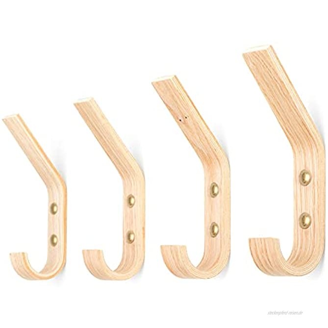 valiai Wanddeko Holz Set mit 4 Wandhaken Die Organisation im Skandinavischen Stil Esche