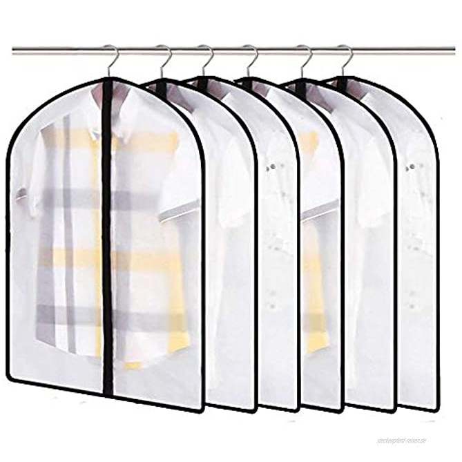 [6 Stück] Kleidersack,60×120cm Kleidersäcke PEVA Anzugsack Staubdicht Anti-Milbe Transparent Lange Reißverschluss Schwarze Seite