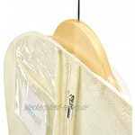 Hangerworld 10 Kleidersäcke in Creme Beige 183x66x20 cm für Hochzeitskleider Brautkleider Abendkleider Atmungsaktive Kleiderhülle mit Blumen-Prägung