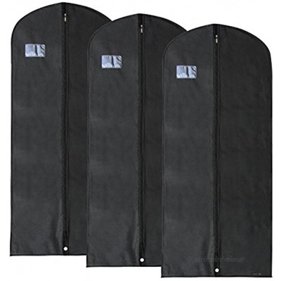 Hangerworld 3 Atmungsaktive Kleidersäcke 137cm Schwarz Kleiderhülle Kleiderschutzhülle
