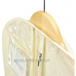 Hangerworld Kleidersack in Creme Beige 183x66x20 cm für Hochzeitskleider Brautkleider Abendkleider Atmungsaktive Kleiderhülle mit Blumen-Prägung