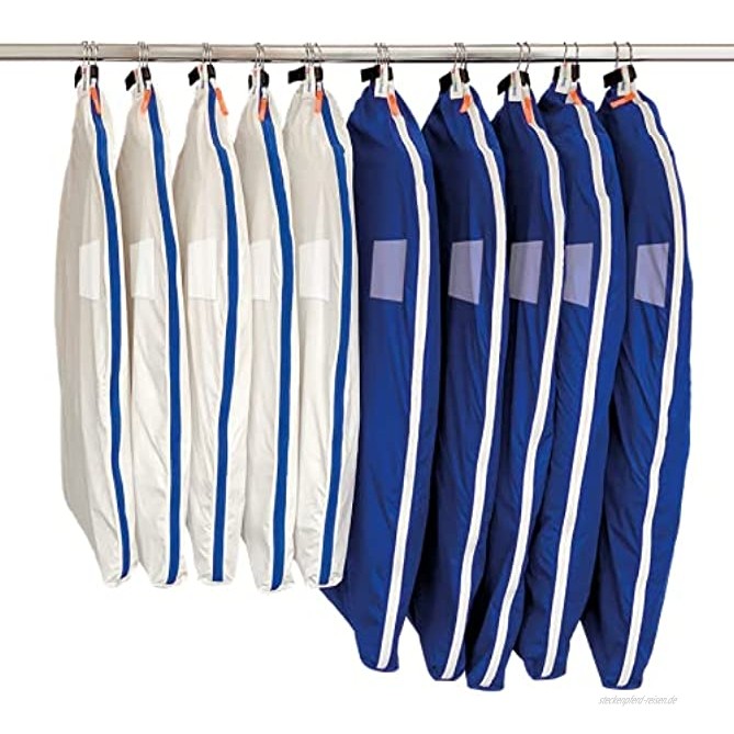 Kleidersack 10er Pack Kleiderschutzhüllen Kleiderschutzcapes Smart Capes mypolybag Set bestehend aus 5 blauen Capes und 5 weißen Capes.