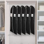 Syeeiex Kleidersäcke Kleiderhülle für die Aufbewahrung von Kleidern und die Aufbewahrung von Reisemänteln mit Fenster und Ausweishalter für Anzug Jacke Kleider Mantel 5 Stück