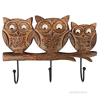 Ajuny Schöner Schlüsselhaken aus Holz Eulen-Motive dekorativer Aufhänger Heimdekoration Geschenke