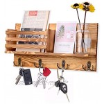 AXABING Schlüsselbrett Mit Ablage Holz Briefhalter Wand Aufbewahrungsbox mit 4 Schlüsselhaken Schlüsselbrett Vintage mit Holzregal