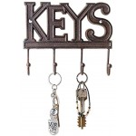 Comfify Schlüsselbrett Keys Wandmontierter Schlüsselhaken Rustikaler Schlüsselorganizer aus Gusseisen Dekoratives Schlüsselregal mit 4 Haken mit Schrauben und Dübeln 6''x8''