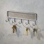 iDesign Twillo Hakenleiste kleines Schlüsselbrett aus Metall und Kunststoff mit fünf Haken silberfarben