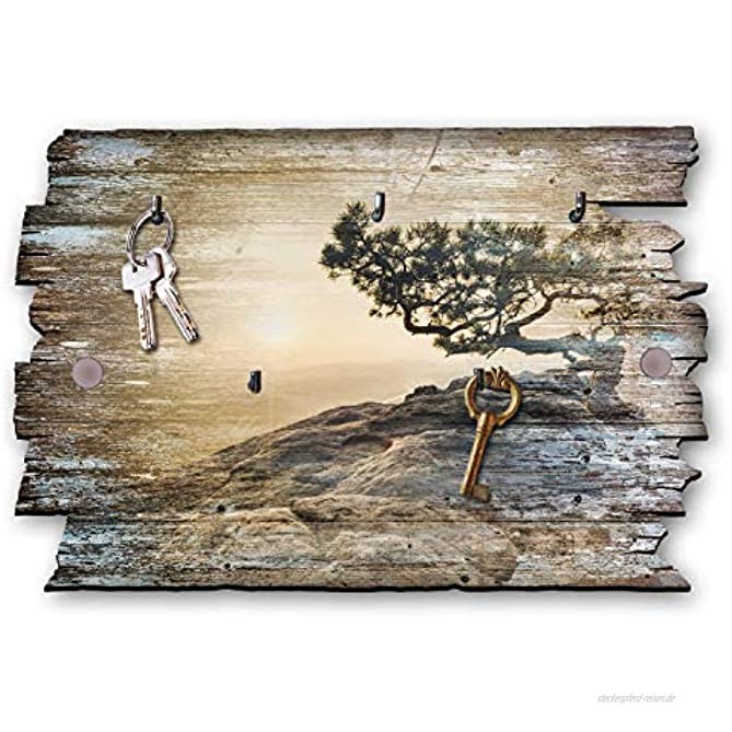 Kreative Feder Baum Designer Schlüsselbrett Hakenleiste Landhaus Style Shabby aus Holz 30x20cm HSB020
