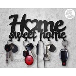 M-KeyCases Home Sweet Home Wand-Organizer Schlüsselbrett 8-Haken Dekorativer Schlüssel-Board Hakenleiste Schlüsselleiste Vintage Decor Haus-tür Küche Fahrzeug-schlüssel Aufhänger Hsh Schwarz