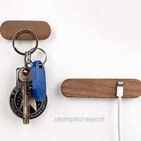 Magnetischer Schlüsselhaken starker magnetischer Schlüsselhalter aus Holz mit Saugnapf zum Aufbewahren von Haushaltsgegenständen kein Bohren 10 cm schwarze Walnuss