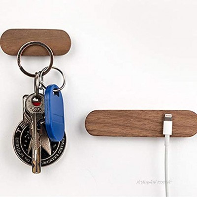 Magnetischer Schlüsselhaken starker magnetischer Schlüsselhalter aus Holz mit Saugnapf zum Aufbewahren von Haushaltsgegenständen kein Bohren 10 cm schwarze Walnuss