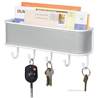 mDesign Briefablage und Schlüsselbrett-Organizer in grau-weiß für Eingangsbereich oder Küche wandmontiert