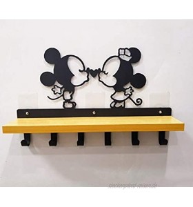 Minnie Mouse Wandhalterung Metall Schlüsselhaken Garderobe Bauernhaus Garderobe und Holz Oberregal zur Aufbewahrung