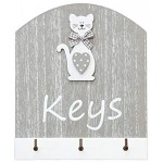 Schlusselbrett Katze Schlüsselhaken Holz mit 3 Haken Katzen Deko und Geschenk Katzenliebhaber