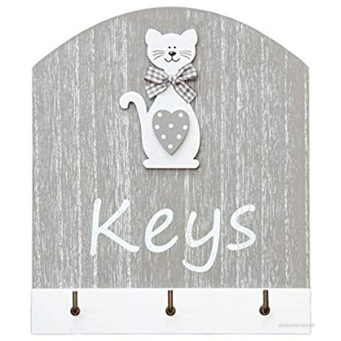 Schlusselbrett Katze Schlüsselhaken Holz mit 3 Haken Katzen Deko und Geschenk Katzenliebhaber