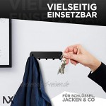 tradeNX Classic Wand Schlüsselboard mit 5 Haken aus Stahl in Schwarz – Wandhalterung für Jacken Schlüssel oder Handtücher – Montagematerial inklusive