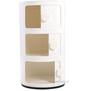 Estink 3 Schichten Componibili Container Runde Schubladenbox Aufbewahrungsschrank ABS Schubladenschrank mit Slippng Tür für Badezimmer Schlafzimmer Weiß