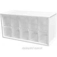 livinbox 10 Schubladen Schubladenschrank Schubladenbox Organizer Tisch Aufbewahrungsbox aus Kunststoff A9-510 Weiß