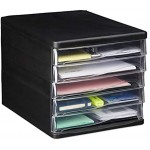 Relaxdays Schubladenbox zur Dokumentenablage 5 Schubfächer für Bürobedarf DIN A4 Brief HBT 24,5x26,5x34 cm schwarz