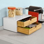 SoBuy® FRG180-WN Kaffeekapsel Box aus MDF und Bambus Kapselspender Kapselständer mit 2 Schubladen Aufbewahrungsbox Schubladenbox Schreibtischorganizer