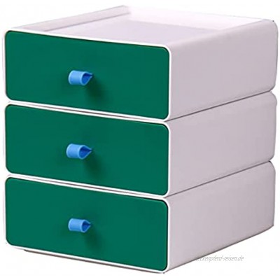 YTEU Tischablagefächer stapelbare Ablage Schubladen Einheit White&Green Organizer Chest Small Design Chest 20cm*21cm*7,5cm
