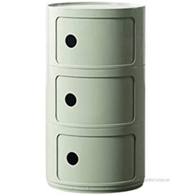 ZHAOFENGE-maotan Container Componibili 3 Schichten Runder Rollcontainer Nachttisch mit SlippngTür，mit Stauraum Schubladenschrank AbnehmbarColor:Matcha grün