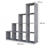 Polini Home Treppenregal Stufenregal Raumteiler Beton-Grau 10 Fächer