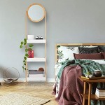 Relaxdays Badregal mit Spiegel Bambus & MDF HBT 159 x 39,5 x 40 cm 3 Ablagen Standregal Badezimmer Flur Natur weiß