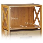 Relaxdays Regal Bambus mit Korb 4 Ablagen Holz Standregal Badregal Faltbox HxBxT: 105 x 42 x 29 cm natur braun