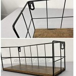 PETAFLOP 3 Stück Schweberegal Set aus Metalldraht Gitter mit rustikalem Holzbrett Länge 41 34 28 cm