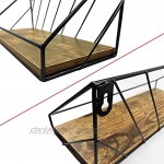 PETAFLOP 3 Stück Schweberegal Set aus Metalldraht mit rustikalem Holzbrett Länge 41 34 28 cm