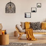 Relaxdays Wandregal im 3er Set für Wohnzimmer modernes Gitter-Design eckiges Wandboard Metall 15 cm tief schwarz