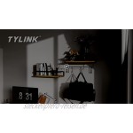 TYLINK Schweberegal Wandregal schwebend Aufbewahrungsregale 2er Set Wandregal aus Holz und Metall mit Handtuchhalter für Badezimmer Küche Wohnzimmer Länge 40 15 6cm Dunkel Braun