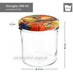 MamboCat 12er 350 ml Sturzglas-Set | Einmachgläser + Twist-Off-Deckel Obst gelbe Birne + GRATIS Rezeptheft | einkochen & konservieren | backofengeeignet