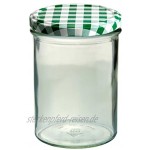 MamboCat 24er Set Sturzglas 435 ml Marmeladenglas Einmachglas Einweckglas to 82 grün Karierter Deckel incl. Diamant-Zucker Gelierzauber Rezeptheft