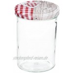 MamboCat 25er 435 ml Sturzglas-Set | Einmachgläser + Twist-Off-Deckel Holz-Herz rotkariert + GRATIS Rezeptheft | einkochen & konservieren | backofengeeignet