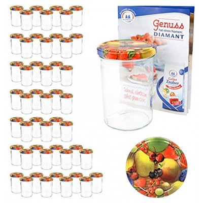 MamboCat 50er 435 ml Sturzglas-Set | Einmachgläser + Twist-Off-Deckel Obst gelbe Birne + GRATIS Rezeptheft | einkochen & konservieren | backofengeeignet