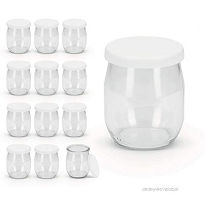 Rekean Joghurtglas mit weißem Clipser-Deckel Los von 12 Stück Fassungsvermögen 143 ML