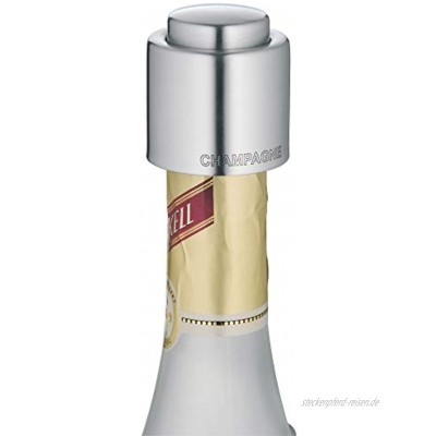 WMF Clever&More Sektverschluss mit Aufschrift 3,5 cm Champagner Verschluss Sektflaschenverschluss Cromargan Edelstahl mattiert Flaschenverschluss
