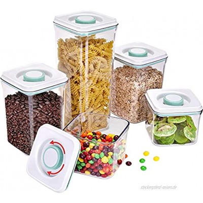 JSLOVE Vorratsdosen 5 Set Frischhaltedosen mit Luftdichtem Deckel aus Kunststoff BPA Frei Aufbewahrung Küche Stapelbare Lagerbehälter für Getreide Mehl Müsli Zucker Spaghetti