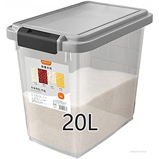 Müslidosen 20L versiegelter Reisaufbewahrungsbox Reisbehälter Speisekammerbehälter luftdichter Lebensmittelaufbewahrung Küchen-Getreidebehälter Color : Gray Size : 20L