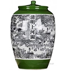 Müslidosen Aufbewahrungseimer Aus Keramik Reisfass Mehlbehälter Küchenlagertank Getreidebehälter Mit Großer Kapazität Color : Green Size : 40x40x56cm