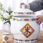 Müslidosen Keramik Reiszylinder Küchenreis Fass Reis Aufbewahrungsbox Versiegelter Lagertank Keramik-Getreidebehälter Color : Weiß Size : 21x21x27cm