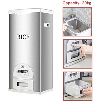 Müslidosen Reis Airtight Box Edelstahl Vorratsbehälter Dispenser chemische Lebensmittel Lagerbehälter Anti-Insekten-und feuchtigkeitsbeständig Color : Silver Size : Capacity: 20kg
