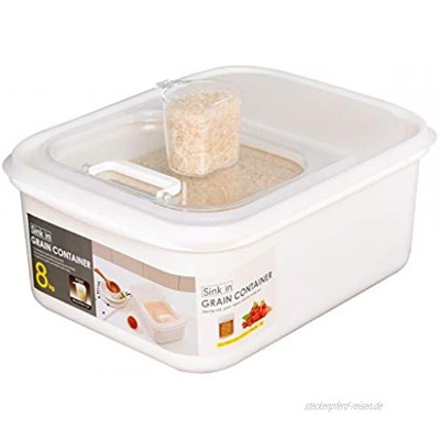 Müslidosen Reis Eimer Küchenkornbehälter Aufbewahrungsbox for Reis Feuchtigkeitsfester Mehlbehälter Snack Aufbewahrungsbox Color : Weiß Size : 34.5x26.5x15 cm