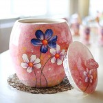 Müslidosen Reisfass Aus Keramik Mehlbehälter Aufbewahrungsbox for Reis Lagertanks Aus Keramik Aufbewahrungsbehälter for Die Küche Keramiktopf Color : Pink Size : 31x31x36cm